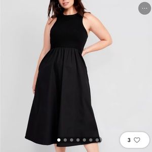 Old Navy Fit-and-Flare Combination Midi Dress Medium